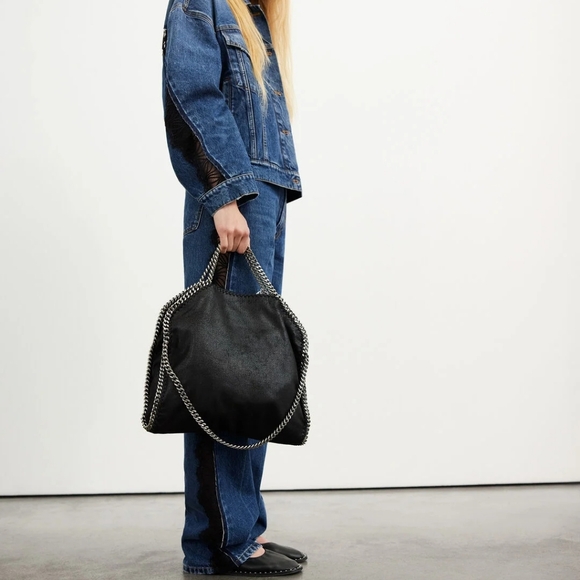 Stella McCartney Shoulder Bag Womens Blue Falabella Metallic Shaggy Deer Chain - Picture 14 of 14